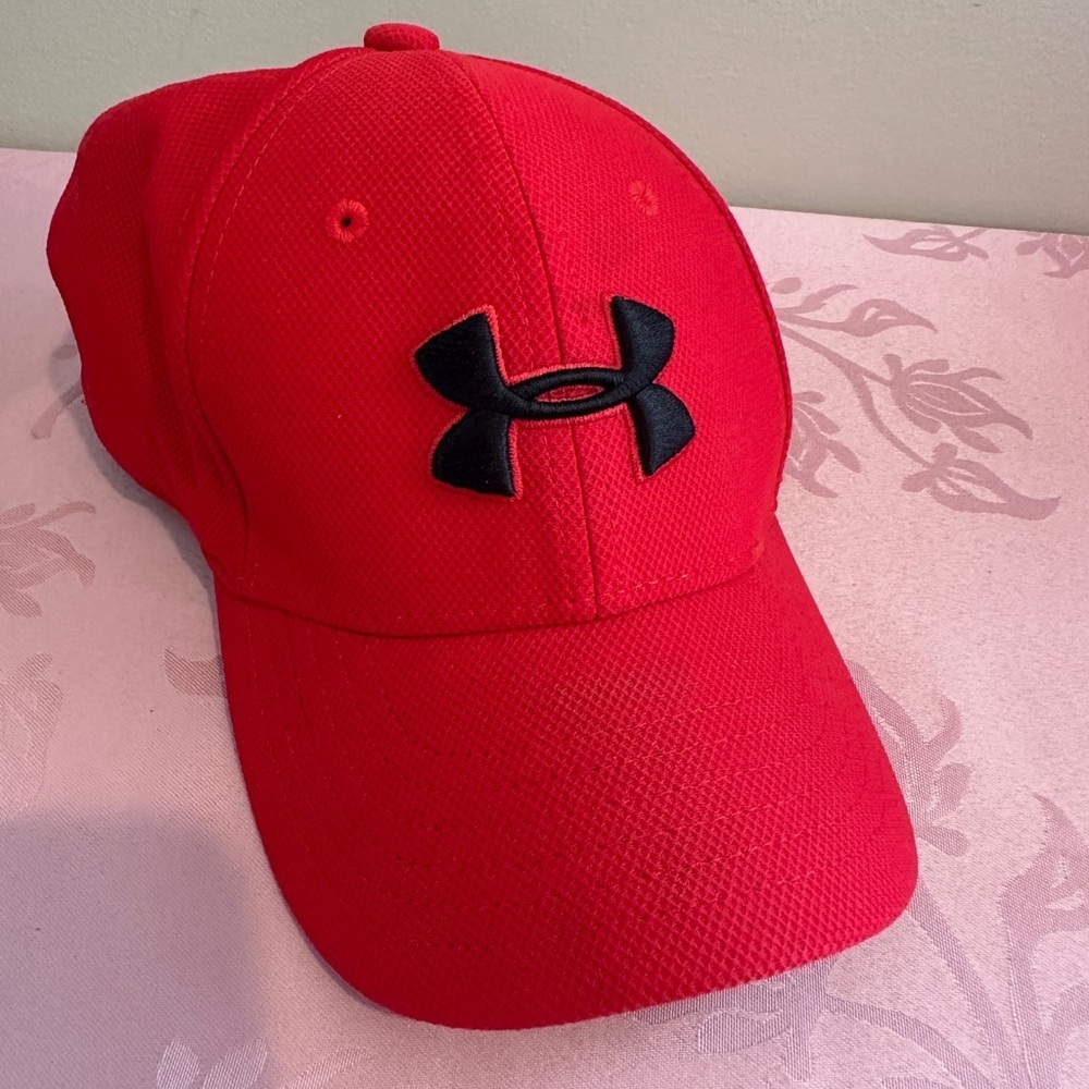 Under Armour Red Baseball Cap UA Classic‎ Fit Embroidered Logo Men Youth